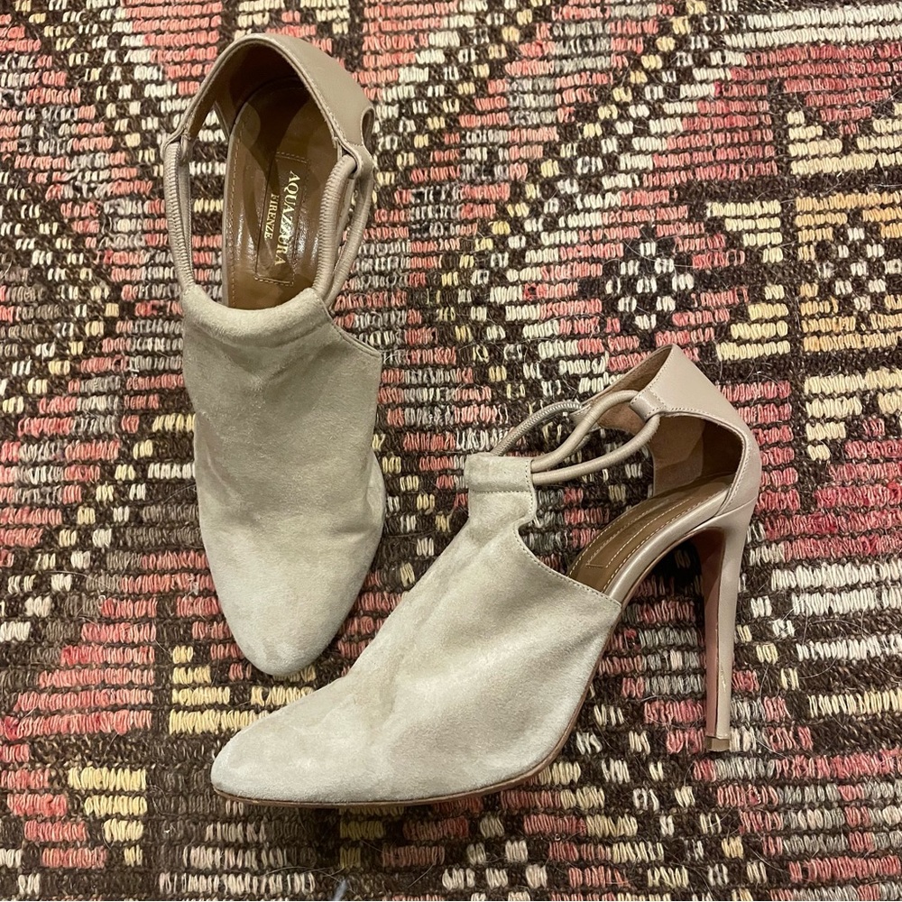 Aquazzura Beige Suede Heels/ Booties size 38